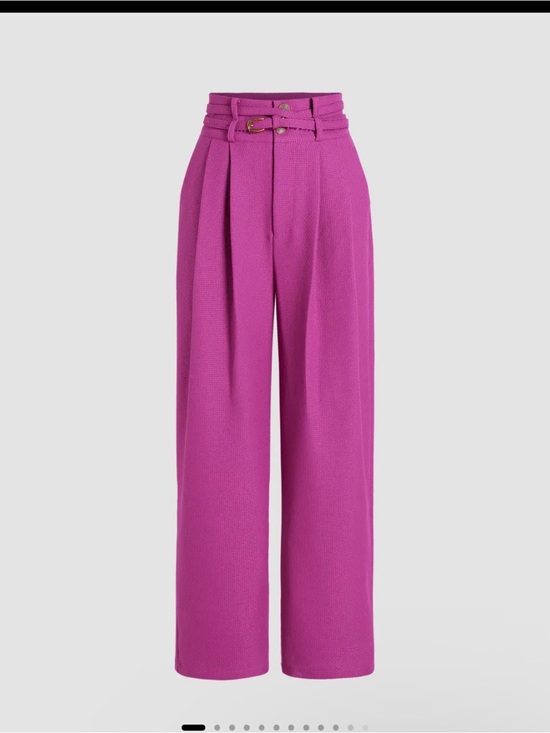Pants - High-Waist Wide Leg Pants in Deep Berry